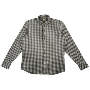 Faherty Coastline Knit Shirt Men's Large Gray Gingham Supima Cotton Button Down